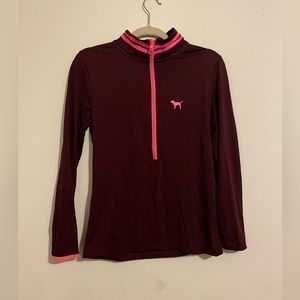 Victoria Secret PINK- Maroon and hot pink, half zip pull over- size medium